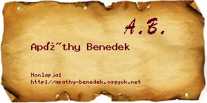 Apáthy Benedek névjegykártya