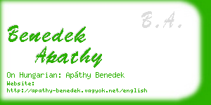 benedek apathy business card